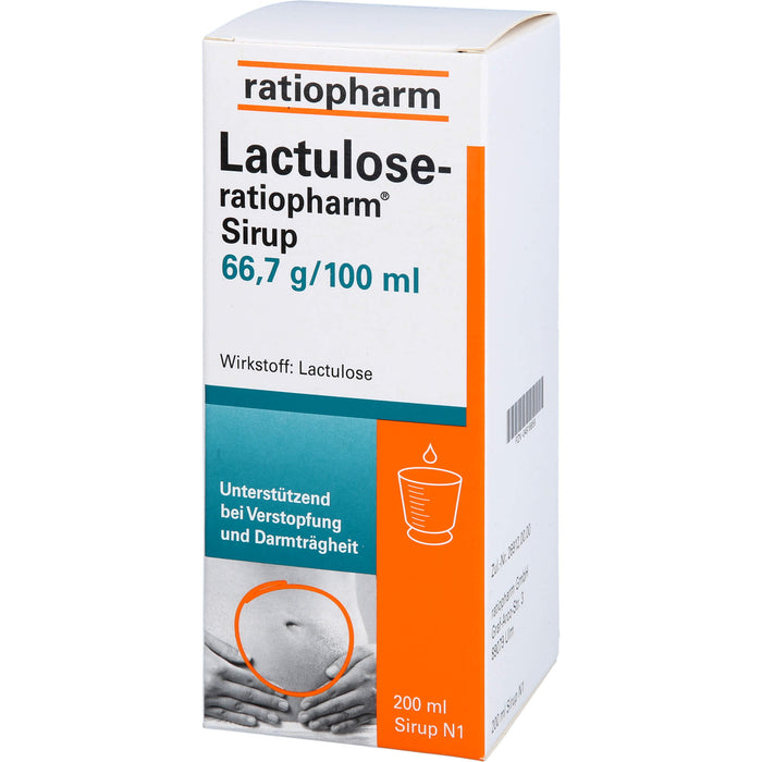 Lactulose-ratiopharm Sirup unterstützend bei Verstopfung und Darmträgheit, 200 ml Solution