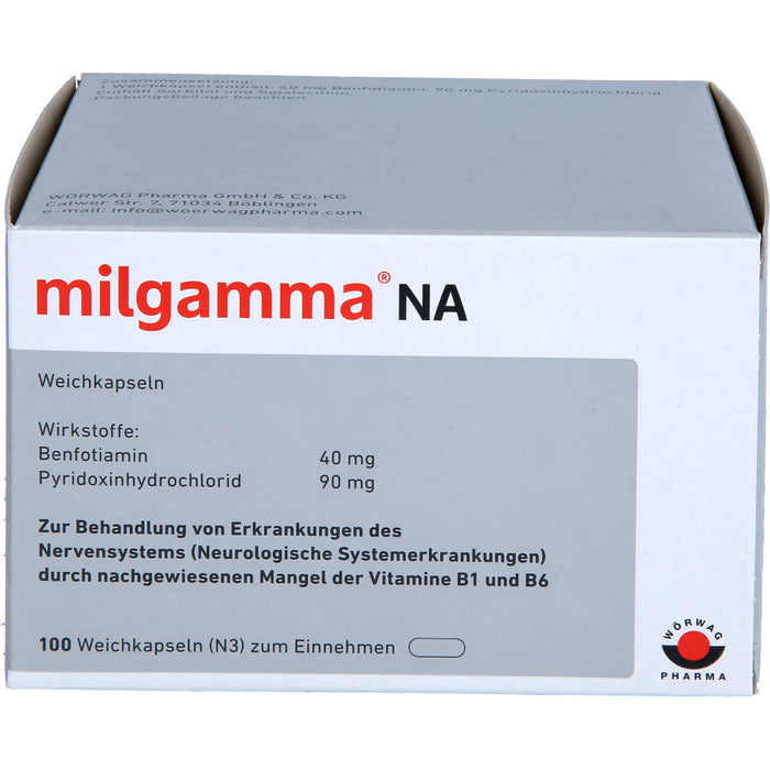 milgamma NA Weichkapseln bei Erkrankungen des Nervensystems durch nachgewiesenen Mangel der Vitamine B1 und B6, 100 pc Capsules