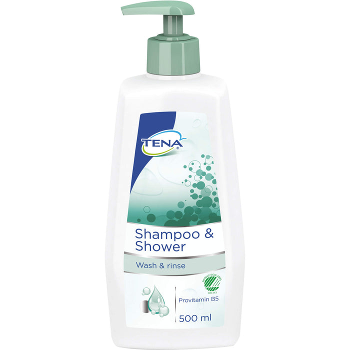 TENA Shampoo & Shower Reinigungsgel und pflegendes Shampoo in einem, speziell für ältere Menschen, 500 ml Shampoing