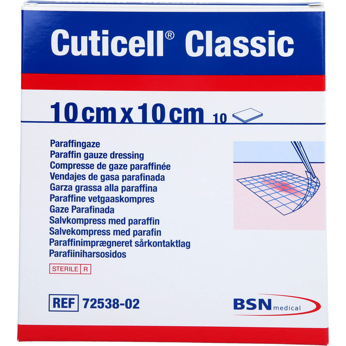 Cuticell Classic 10 x 10 cm Paraffingaze, 10 pc Gaze de plaie