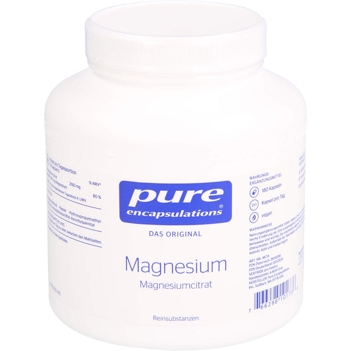 pure encapsulations Magnesium Magnesiumcitrat Kapseln, 180 pcs. Capsules