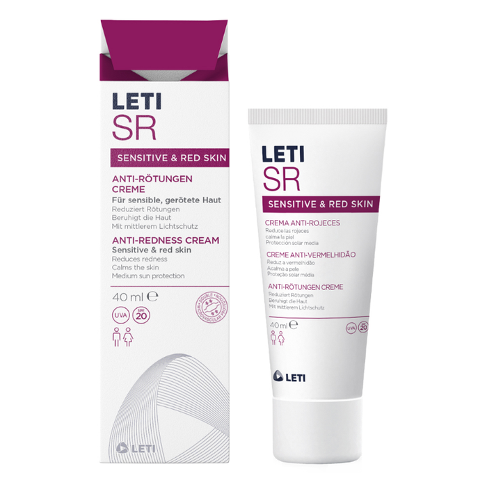 LETI SR Anti-Rötungen Gesichtscreme - Antioxidative Tagespflege bei sensibler oder geröteter Gesichtshaut mit SPF 20, 40 ml Crème