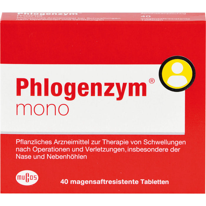 Phlogenzym mono Tabletten zur Therapie von Akuten Schwellungszuständen nach Operationen und Verletzungen, 40 pcs. Tablets