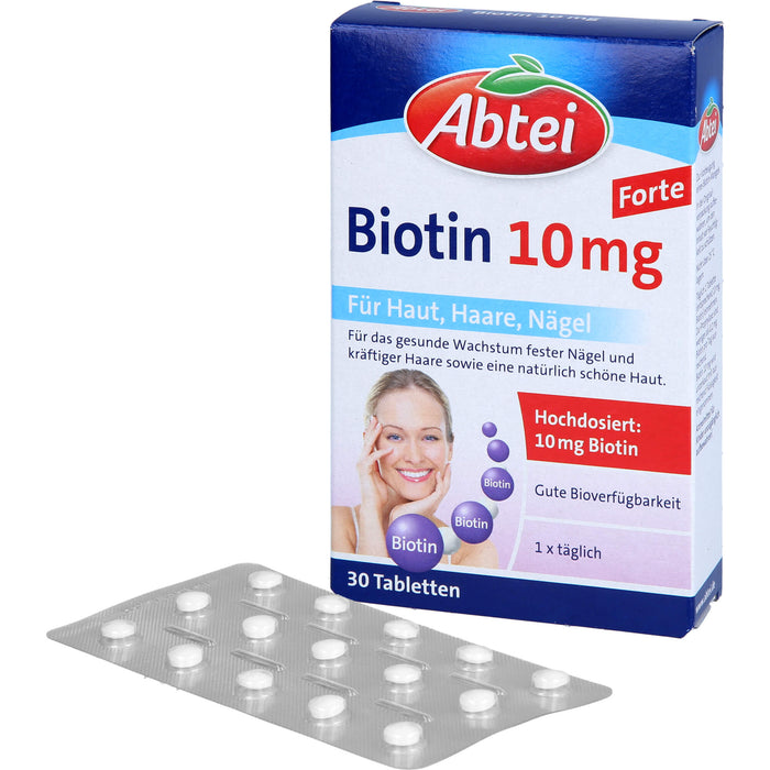 Abtei Biotin 10 mg Tabletten für Haut, Haare und Nägel, 30 pcs. Tablets