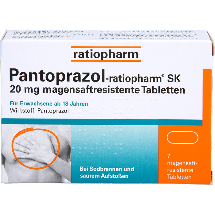 Pantoprazol-ratiopharm SK 20 mg Tabletten bei Sodbrennen, 7 pc Tablettes