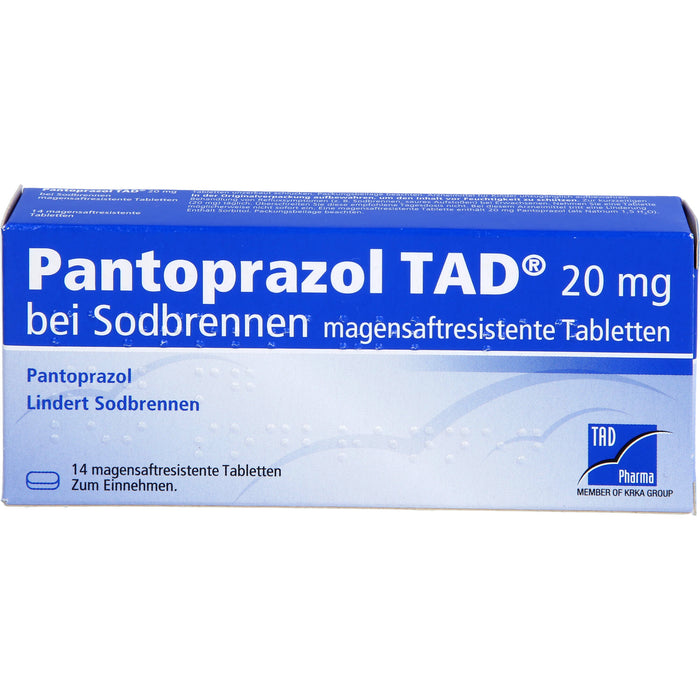 Pantoprazol TAD 20 mg magensaftresistente Tabletten bei Sodbrennen, 14 pc Tablettes