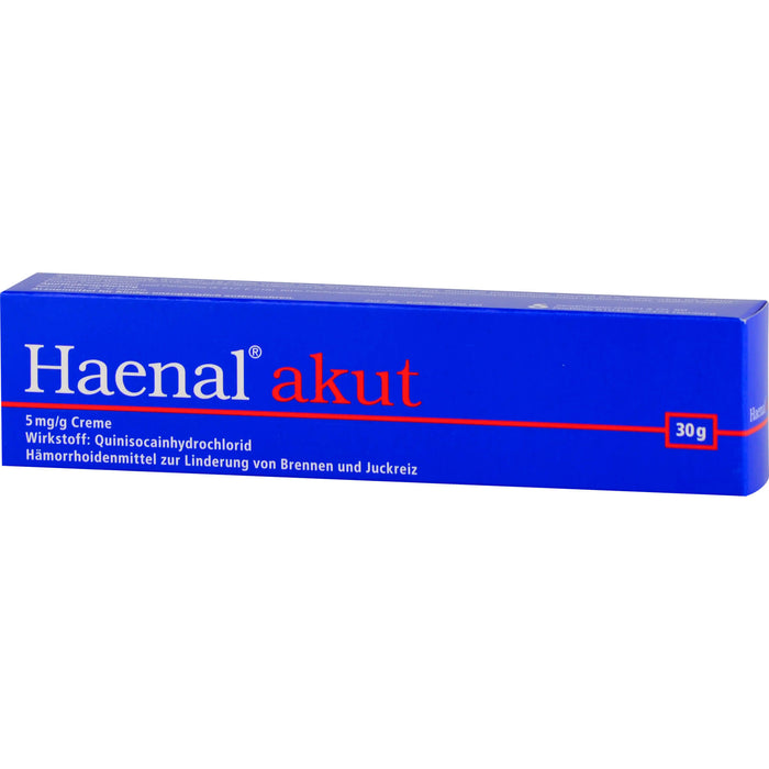 Haenal akut Creme Hämorrhoidenmittel  zur Linderung von Brennen und Juckreiz, 30 g Crème