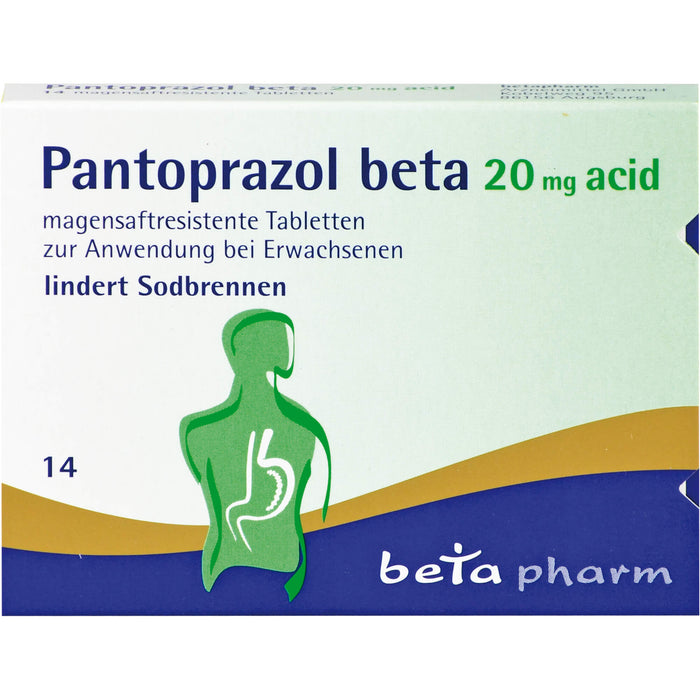 Pantoprazol beta 20 mg acid Tabletten bei Sodbrennen, 14 pcs. Tablets