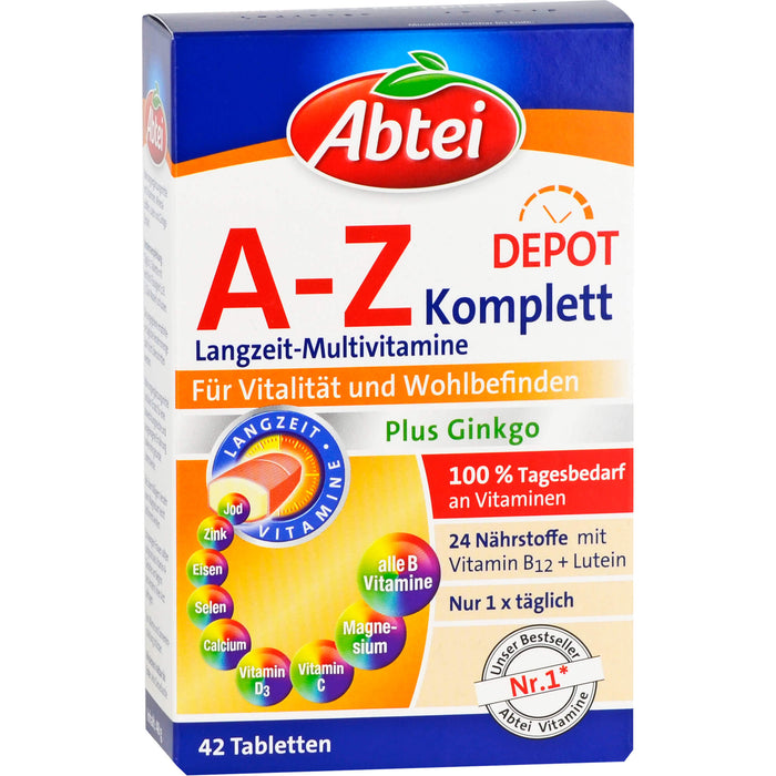 Abtei A-Z Komplett Depot Langzeit-Multivitamine Tabletten, 42 pc Tablettes