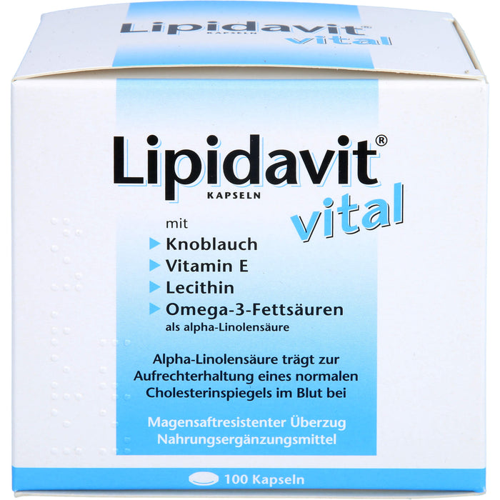 Lipidavit vital Kapseln trägt zur Aufrechterhaltung eines normalen Cholesterinspiegels im Blut bei, 100 pcs. Capsules