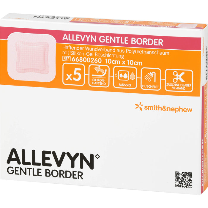 ALLEVYN Gentle Border 10 x 10 cm haftender Wundverband, 5 pcs. Patch