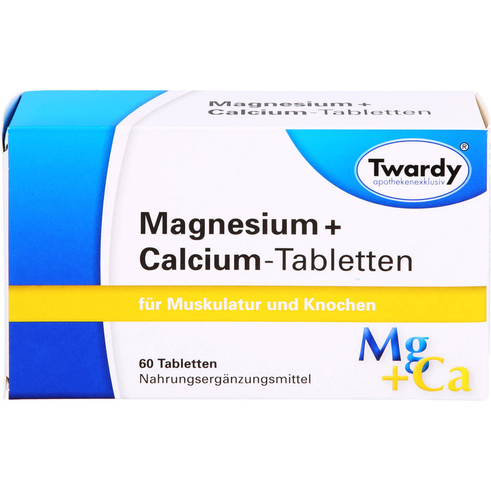 Twardy Magnesium + Calcium-Tabletten für Muskulatur und Knochen, 60 pc Tablettes