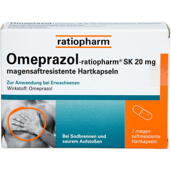 Omeprazol-ratiopharm SK 20 mg Kapslen bei Sodbrennen, 7 pcs. Capsules