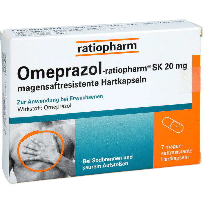 Omeprazol-ratiopharm SK 20 mg Kapslen bei Sodbrennen, 7 pcs. Capsules