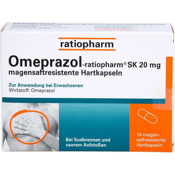 Omeprazol-ratiopharm SK 20 mg bei Sodbrennen Kapseln, 14 St. Kapseln