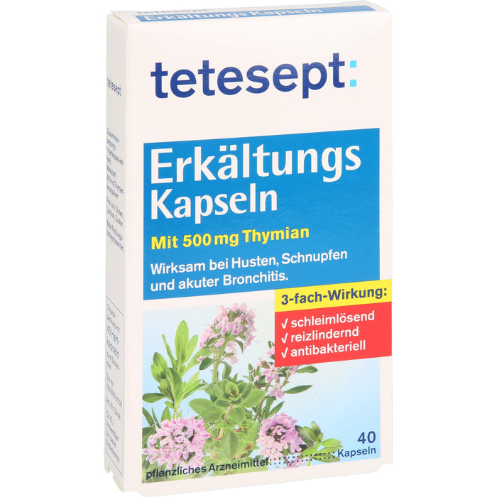 tetesept Erkältungskapseln schleimlösend, reizlindernd und antibakteriell, 40 pcs. Capsules