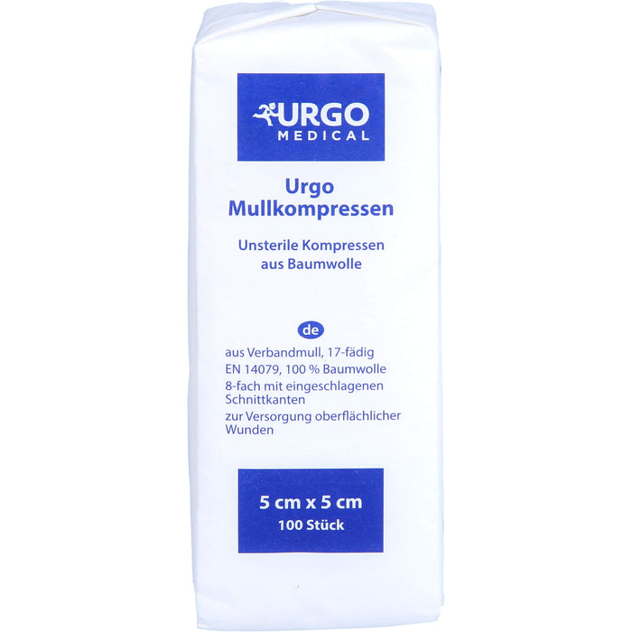 URGO MULLKOMPR 5X5CM UNST, 100 St KOM