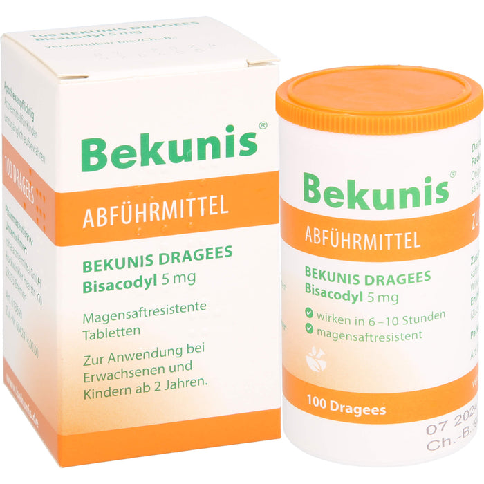 Bekunis Dragees Bisacodyl 5 mg Abführmittel, 100 pc Tablettes