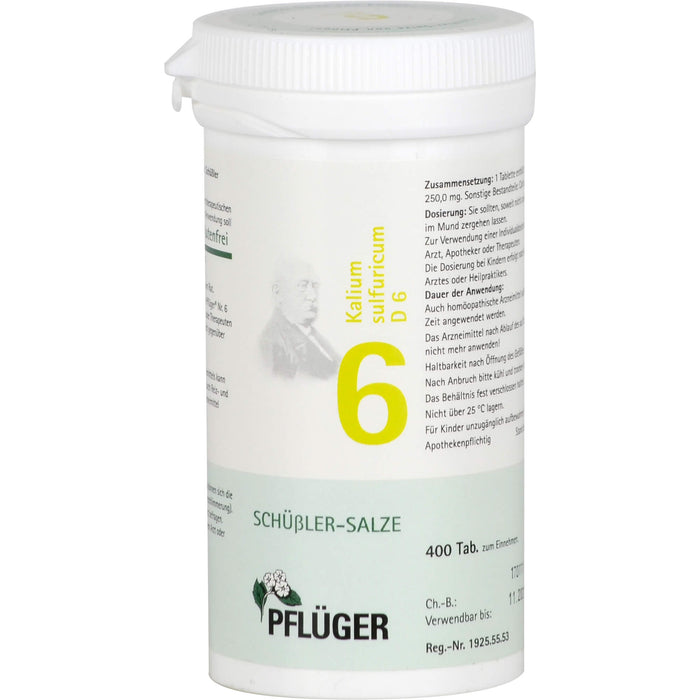 PFLÜGER Biochemie 6 Kalium sulfuricum D6 Tabletten, 400 pc Tablettes