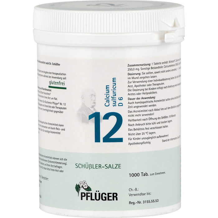 PFLÜGER Biochemie 12 Calcium sulfuricum D6 Tabletten, 1000 pcs. Tablets