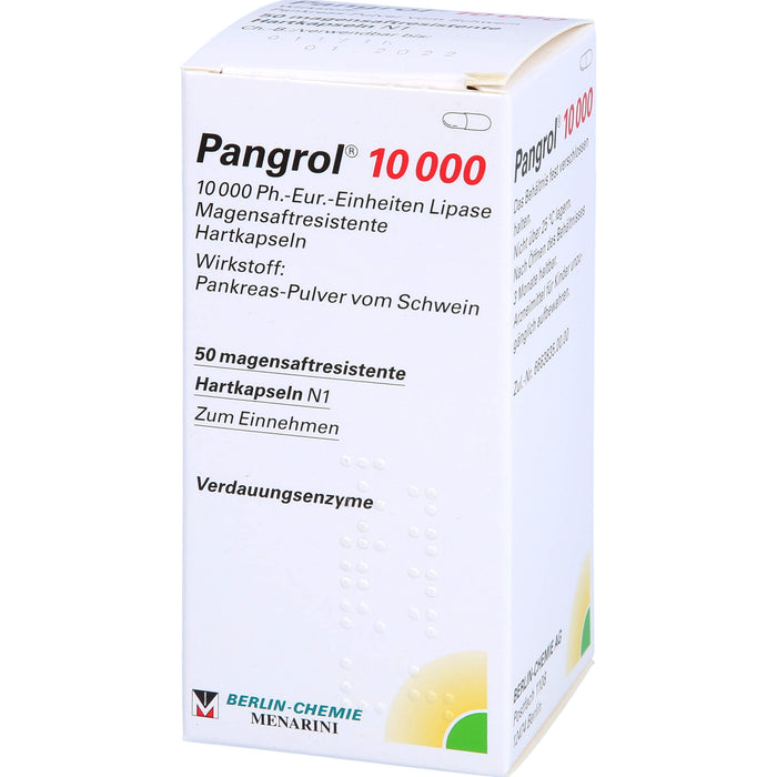 Pangrol 10 000, 10 000 Ph.-Eur.-Einheiten Lipase Magensaftresistente Hartkapseln, 50 pcs. Capsules