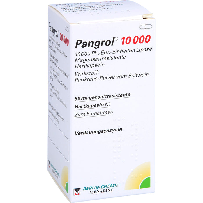 Pangrol 10 000, 10 000 Ph.-Eur.-Einheiten Lipase Magensaftresistente Hartkapseln, 50 St. Kapseln