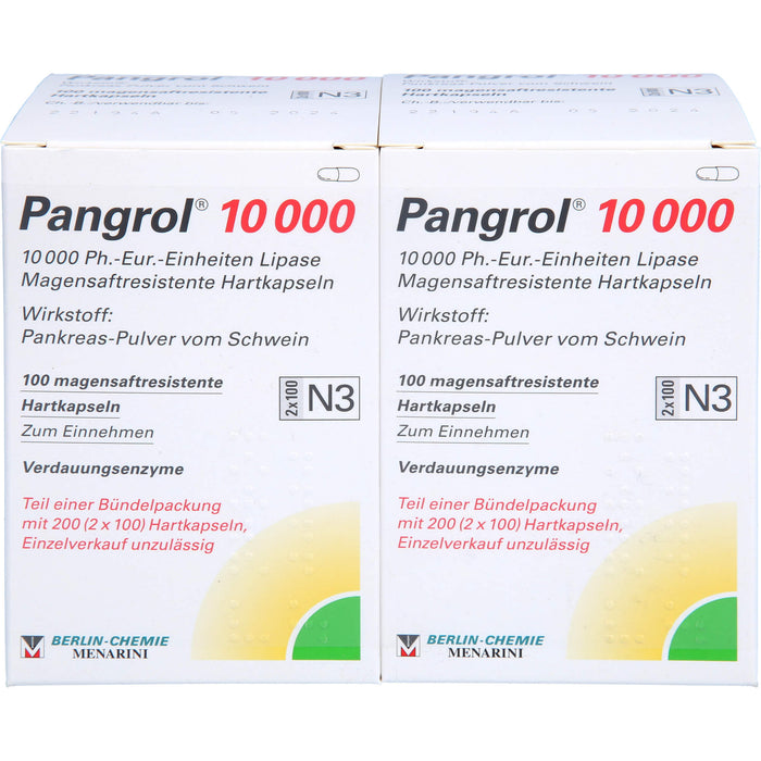 Pangrol 10 000, 10 000 Ph.-Eur.-Einheiten Lipase Magensaftresistente Hartkapseln, 200 St. Kapseln