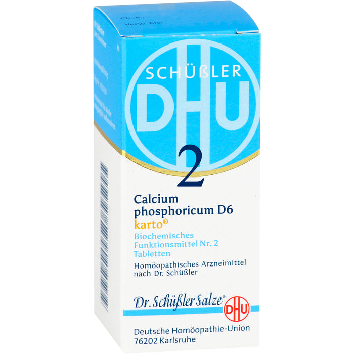 DHU Schüßler-Salz Nr. 2 Calcium phosphoricum D6 Karto – Das Mineralsalz der Knochen und Zähne – das Original – umweltfreundlich im Arzneiglas, 200 St. Tabletten