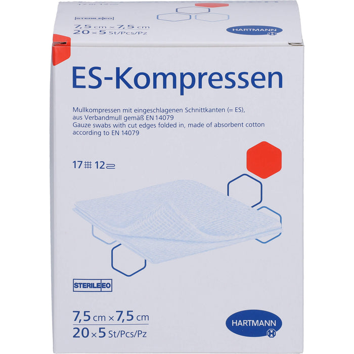 ES-Kompressen steril 7,5x7,5cm Großpackung 12fach, 20X5 St KOM