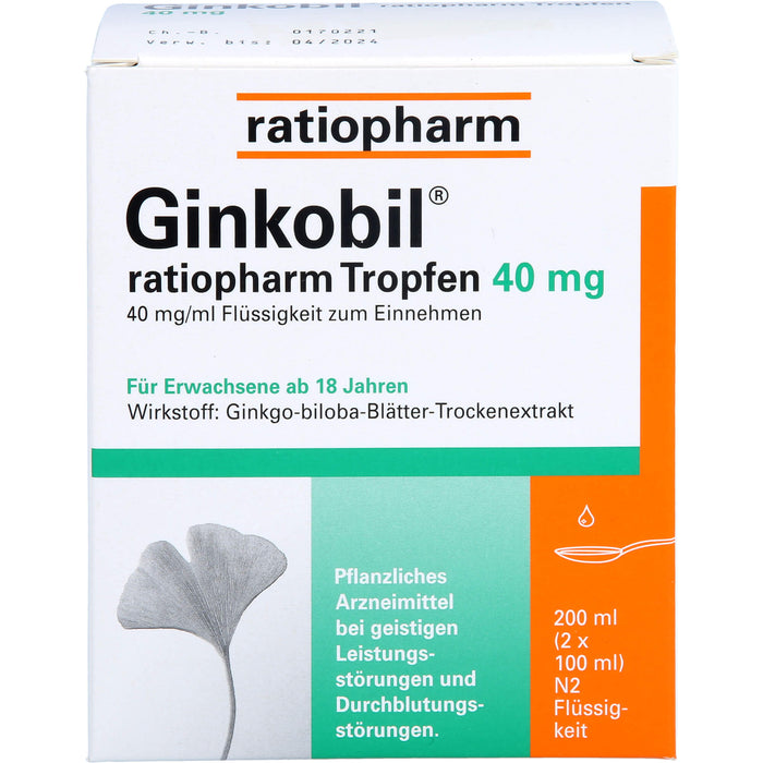 Ginkobil ratiopharm Tropfen 40 mg, 200 ml TRO