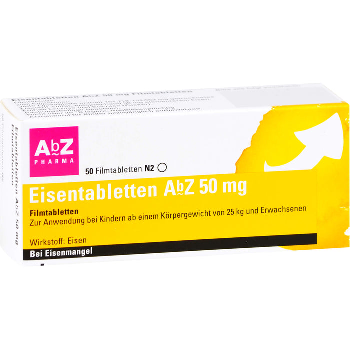 Eisentabletten AbZ 50 mg Filmtabletten, 50 pc Tablettes