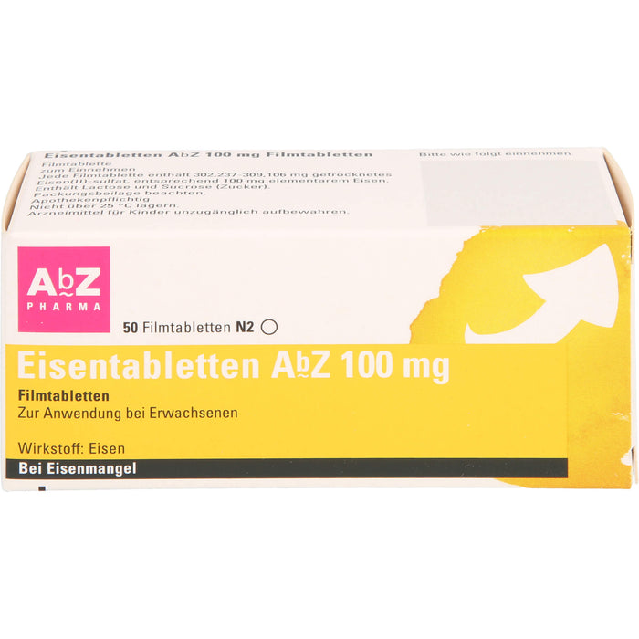 Eisentabletten AbZ 100 mg Filmtabletten, 50 pcs. Tablets