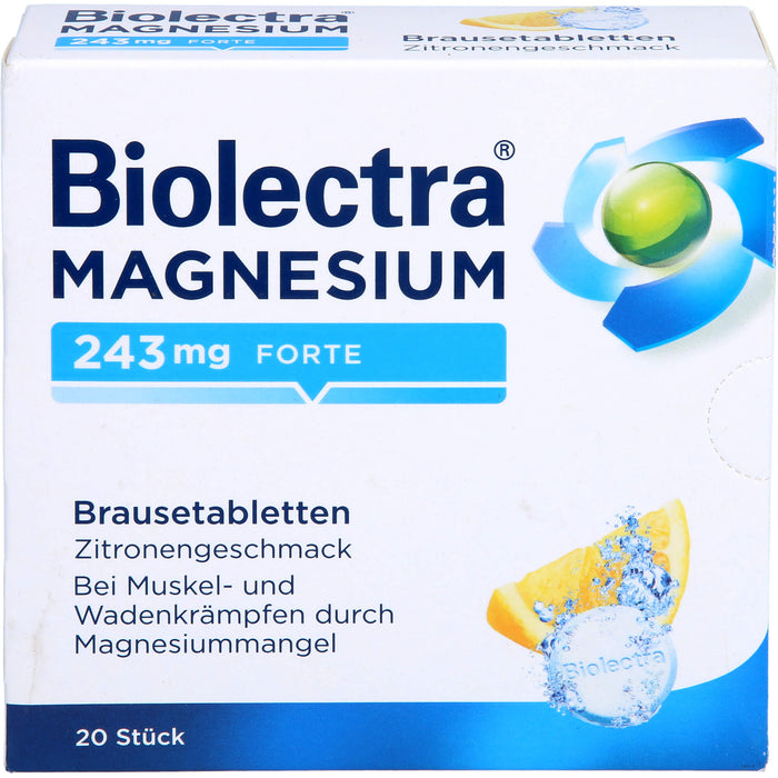 Biolectra Magnesium 243 mg forte Brausetabletten Zitronengeschmack, 20 pc Tablettes