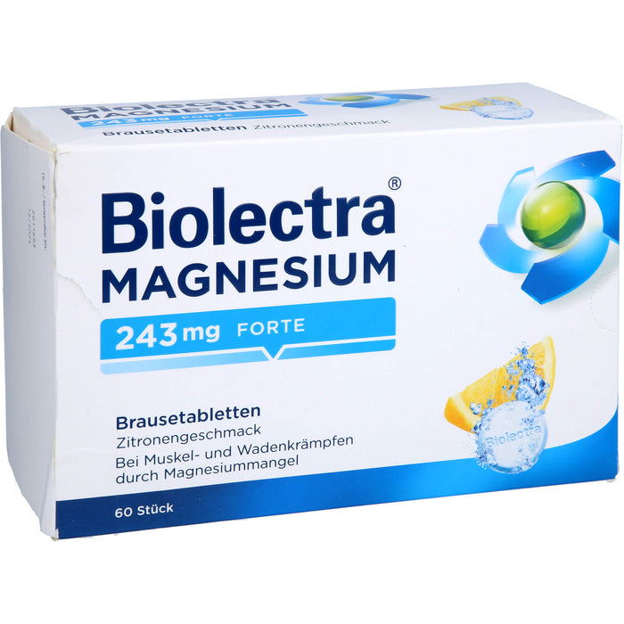 Biolectra Magnesium 243 mg forte Brausetabletten Zitronengeschmack, 60 pcs. Tablets