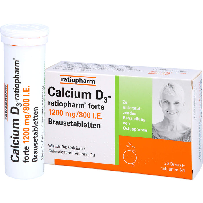 Calcium D3-ratiopharm forte, 1200mg/800 I.E. Brausetabletten, 20 St BTA