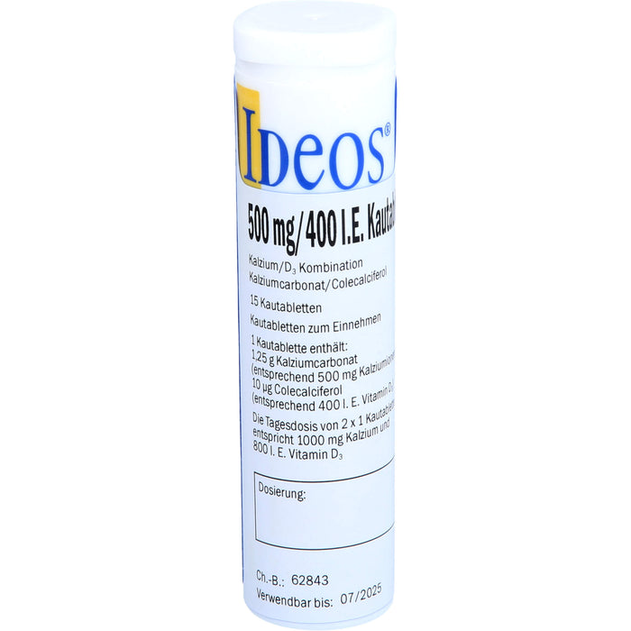 IDEOS 500 mg / 400 I.E. Kautabletten, 90 pc Tablettes