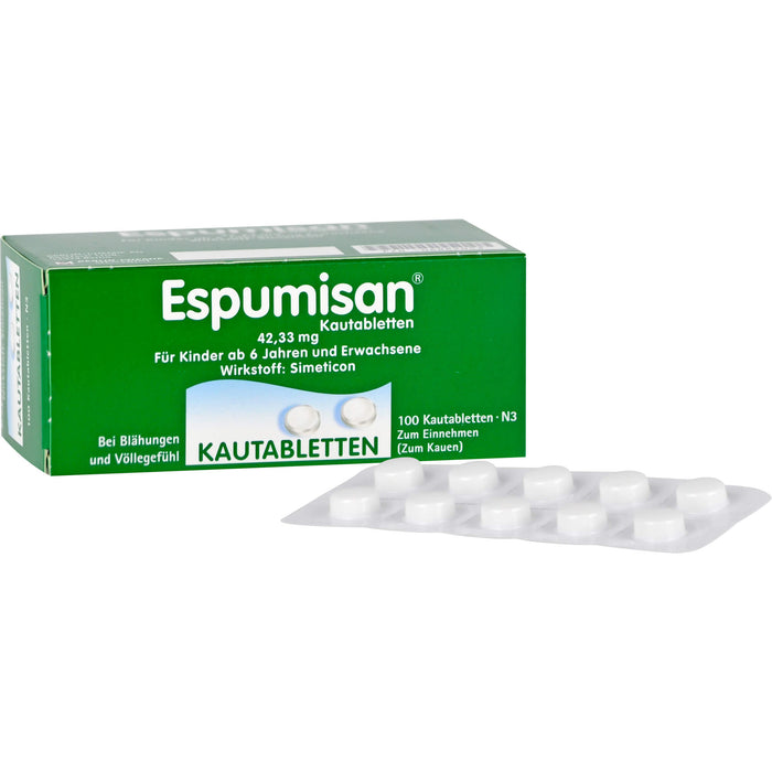 Espumisan Kautabletten bei Blähungen und Völlegefühl, 100 pc Tablettes