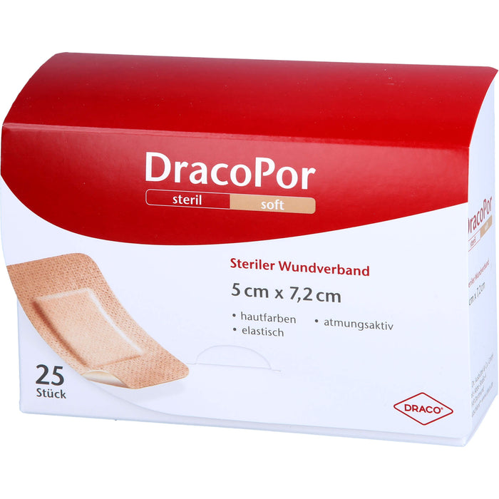 DracoPor 7,2 cm x 5 cm hautfarben soft steriler Wundverband, 25 pc Pansements