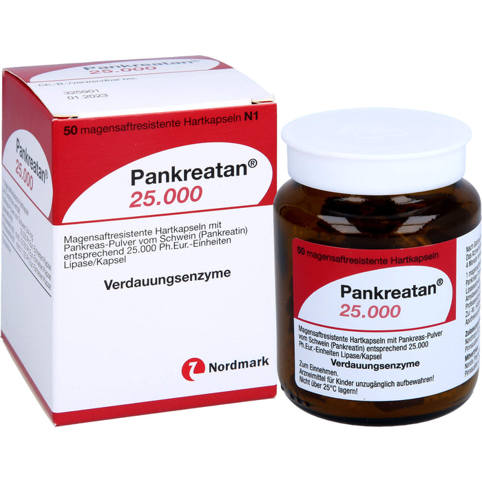 Nordmark Pankreatan 25.000 Hartkapseln Verdauungsenzyme, 50 pc Capsules