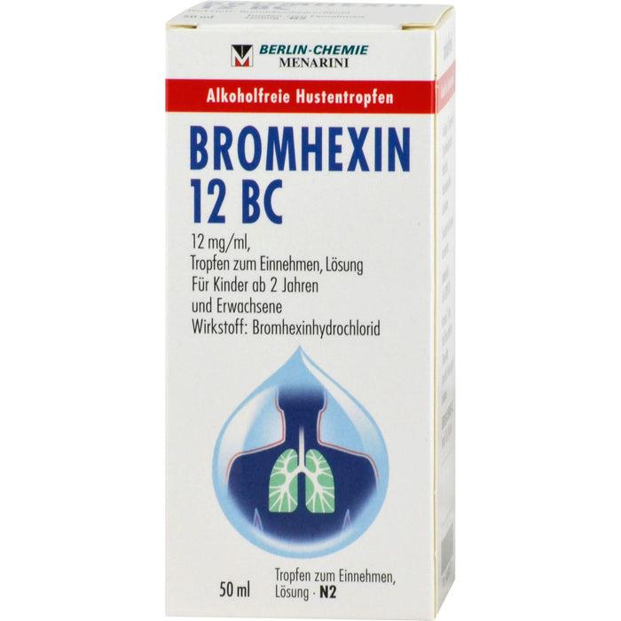 BERLIN-CHEMIE BROMHEXIN 12 BC 12mg/ml Tropfen alkoholfreie Hustentropfen, 50 ml Solution