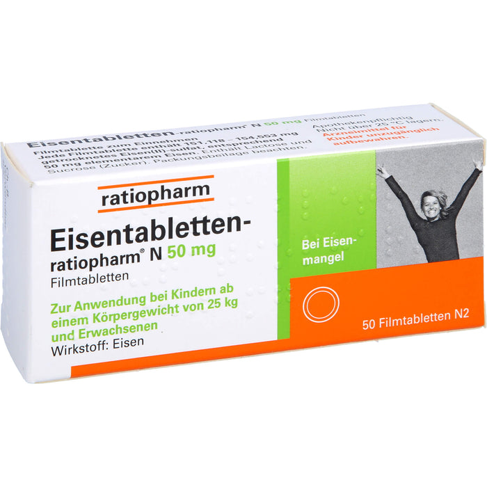 Eisentabletten-ratiopharm N 50 mg Filmtabletten, 50 pcs. Tablets