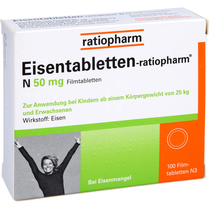 Eisentabletten-ratiopharm N 50 mg Filmtabletten, 100 St. Tabletten