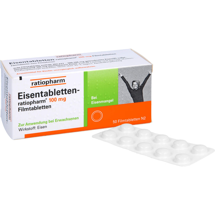 Eisentabletten-ratiopharm 100 mg Filmtabletten, 50 pcs. Tablets