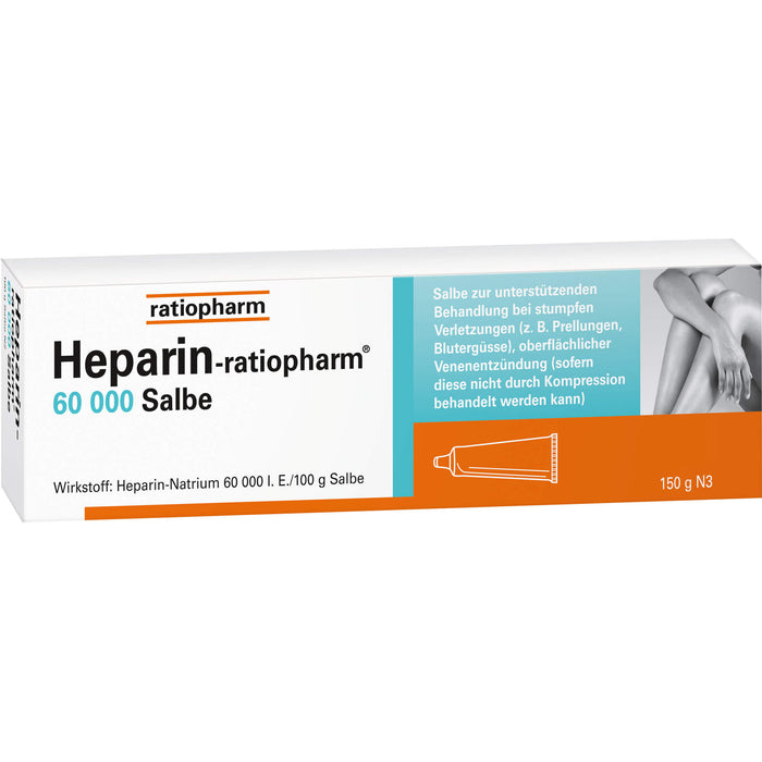 Heparin-ratiopharm 60000 Salbe bei stumpfen Verletzungen, 150 g Ointment