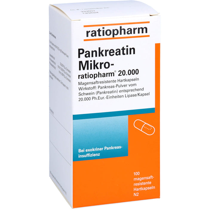 Pankreatin Mikro-ratiopharm 20 000 Hartkapseln bei Verdauungsstörungen, 100 pcs. Capsules