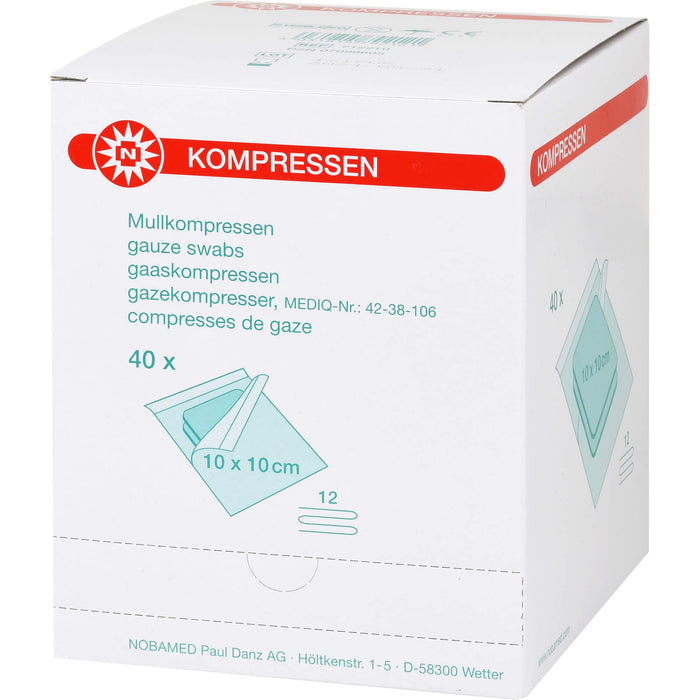 MULLKOMPRESSE 10X10CM 12FACH STERILE KOMPR PRO SET, 40X2 St KOM