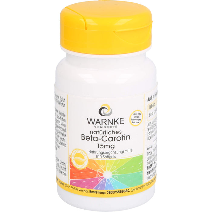 WARNKE natürliches Beta-Carotin 15 mg Softgels Kapseln, 100 pcs. Capsules