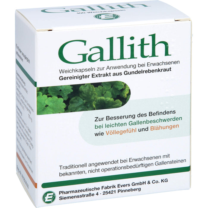 Gallith Weichkapseln zur Besserung des Befindens bei leichten Gallenbeschwerden, 100 pcs. Capsules