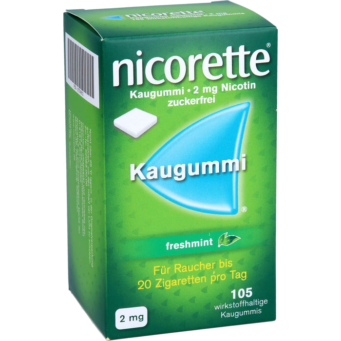 nicorette Kaugummi freshmint 2 mg Reimport Pharma Gerke, 105 pc Gomme à mâcher