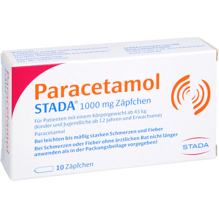 Paracetamol STADA 1000 mg Zäpfchen, 10 St. Zäpfchen